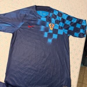 Nike Croatia Soccer Jersey HNS Blue Checkered Dri-Fit Engineered